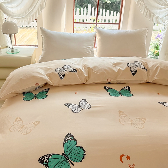 91家纺网 家纺一手货源 找家纺 梵巢家纺 芦荟棉被套，被罩化纤被套 蝶舞飞扬