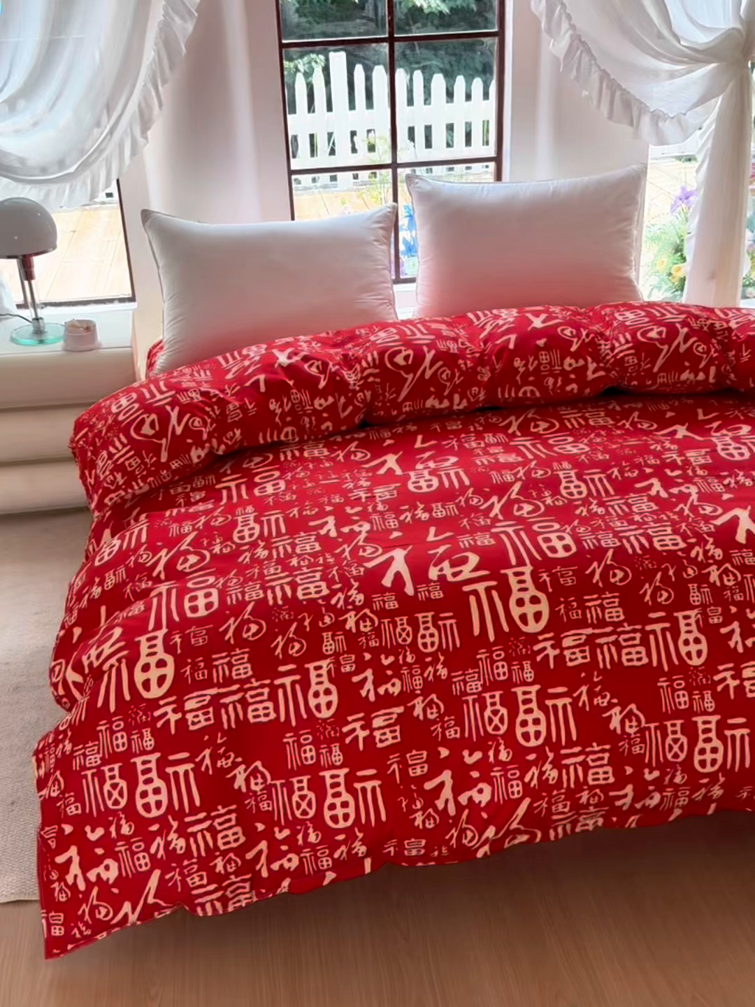 91家纺网 家纺一手货源 找家纺 梵巢家纺 芦荟棉被套，被罩化纤被套 福气满满