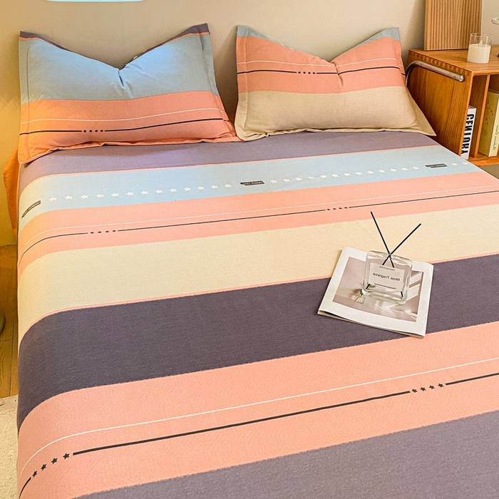 91家纺网 家纺一手货源 找家纺 小叮当家纺仓储工厂店 2025新款（买家秀 不断货）A类全棉纯棉磨毛单床单 床单单件 条纹星星-粉