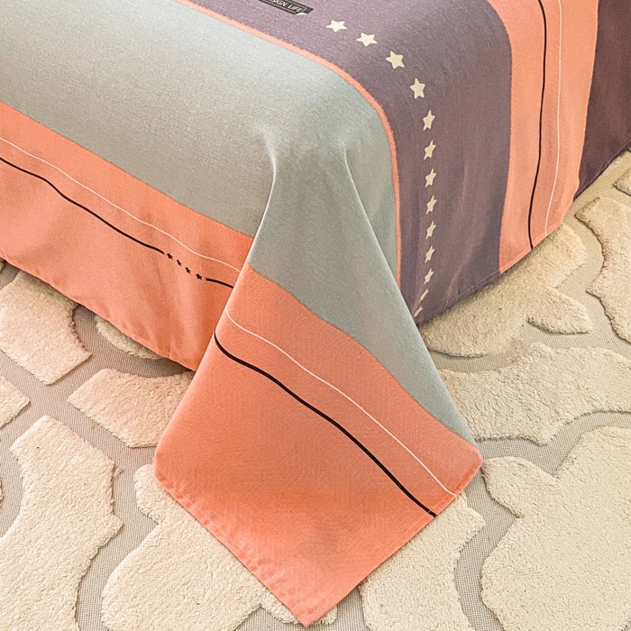 91家纺网 家纺一手货源 找家纺 小叮当家纺仓储工厂店 2025新款（买家秀 不断货）A类全棉纯棉磨毛单床单 床单单件 条纹星星-粉