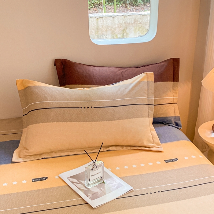 91家纺网 家纺一手货源 找家纺 小叮当家纺仓储工厂店 2025新款（买家秀 不断货）A类全棉纯棉磨毛单床单 床单单件 条纹星星-黄