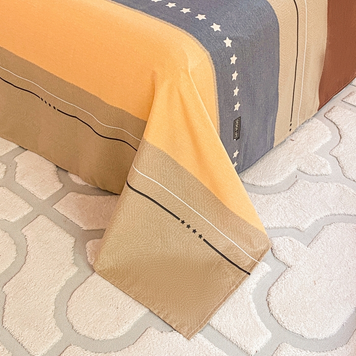 91家纺网 家纺一手货源 找家纺 小叮当家纺仓储工厂店 2025新款（买家秀 不断货）A类全棉纯棉磨毛单床单 床单单件 条纹星星-黄