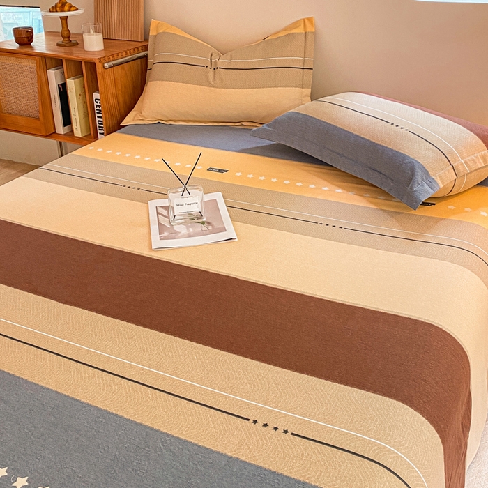 91家纺网 家纺一手货源 找家纺 小叮当家纺仓储工厂店 2025新款（买家秀 不断货）A类全棉纯棉磨毛单床单 床单单件 条纹星星-黄