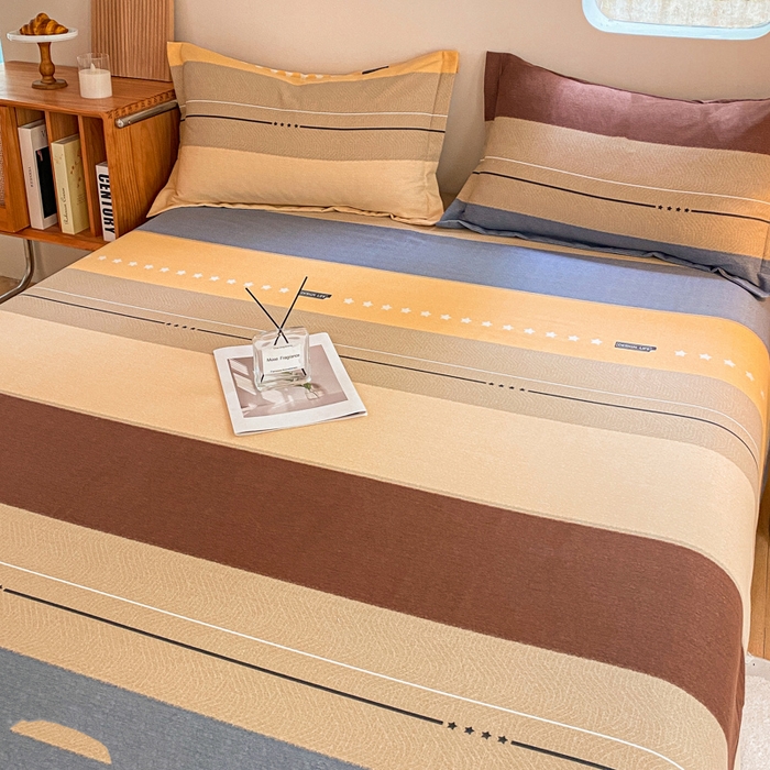 91家纺网 家纺一手货源 找家纺 小叮当家纺仓储工厂店 2025新款（买家秀 不断货）A类全棉纯棉磨毛单床单 床单单件 条纹星星-黄