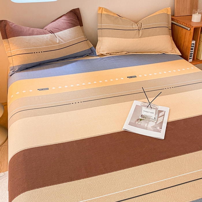 91家纺网 家纺一手货源 找家纺 小叮当家纺仓储工厂店 2025新款（买家秀 不断货）A类全棉纯棉磨毛单床单 床单单件 条纹星星-黄