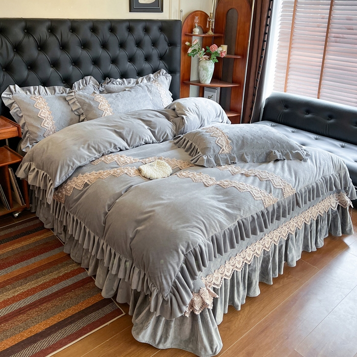 91家纺网 家纺一手货源 找家纺 瑞宝 2025新款宝宝绒床盖四件套-北欧风情（控价 308起） 北欧风情-高级灰