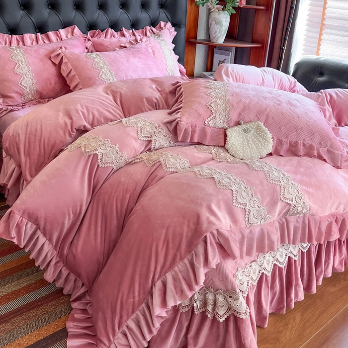 91家纺网 家纺一手货源 找家纺 瑞宝 2025新款宝宝绒床盖四件套-北欧风情（控价 308起） 北欧风情-豆沙