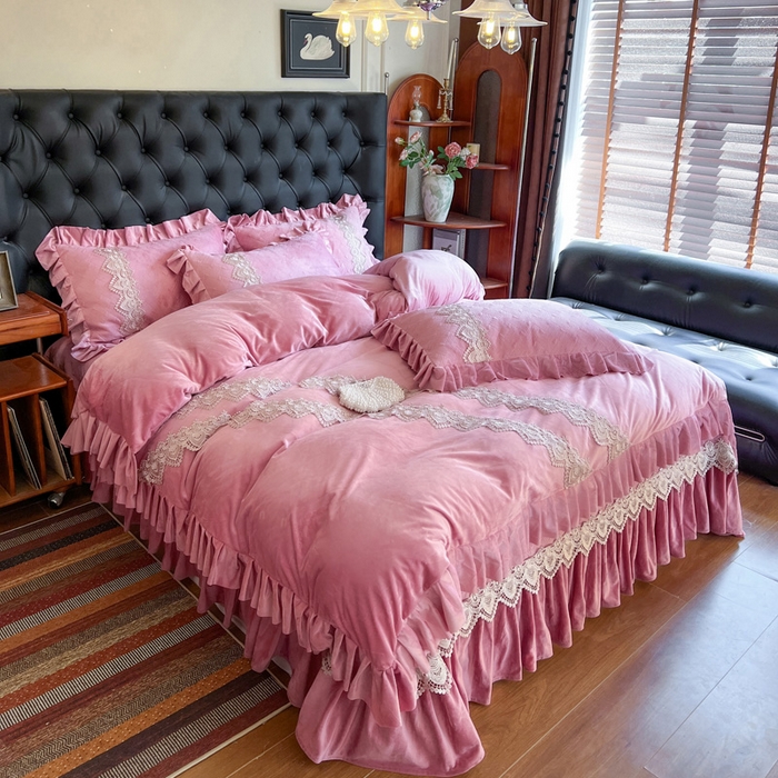 91家纺网 家纺一手货源 找家纺 瑞宝 2025新款宝宝绒床盖四件套-北欧风情（控价 308起） 北欧风情-豆沙