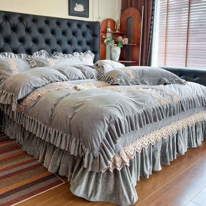 91家纺网 家纺一手货源 找家纺 瑞宝 2025新款宝宝绒床盖四件套-北欧风情（控价 308起） 北欧风情-高级灰