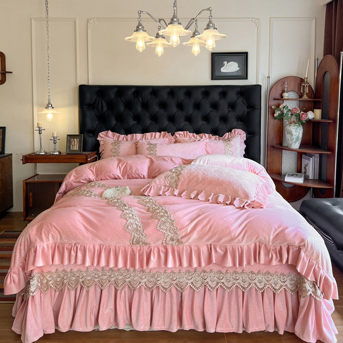 瑞宝 2025新款宝宝绒床盖四件套-北欧风情（控价 308起） 北欧风情-粉玉