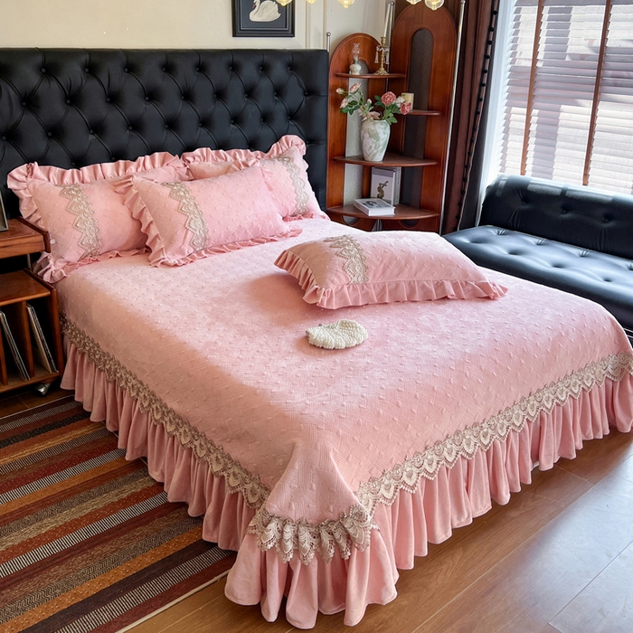 91家纺网 家纺一手货源 找家纺 瑞宝 2025新款宝宝绒床盖四件套-北欧风情（控价 308起） 北欧风情-粉玉