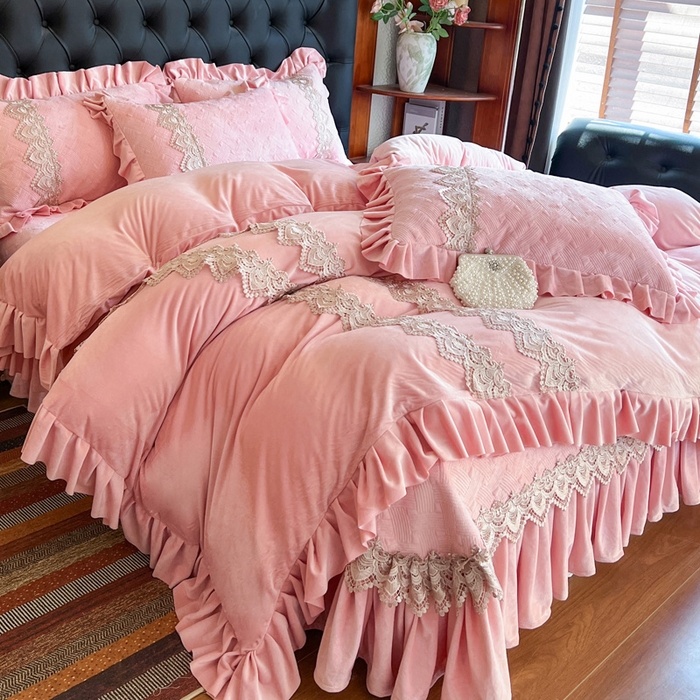 91家纺网 家纺一手货源 找家纺 瑞宝 2025新款宝宝绒床盖四件套-北欧风情（控价 308起） 北欧风情-粉玉