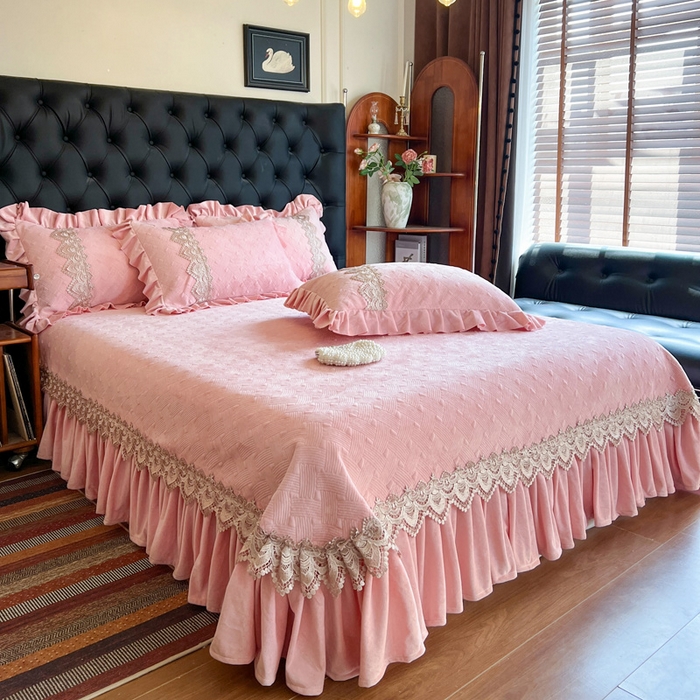 91家纺网 家纺一手货源 找家纺 瑞宝 2025新款宝宝绒床盖床盖单件床盖单品单床盖床盖三件套-北欧风情 北欧风情-粉玉