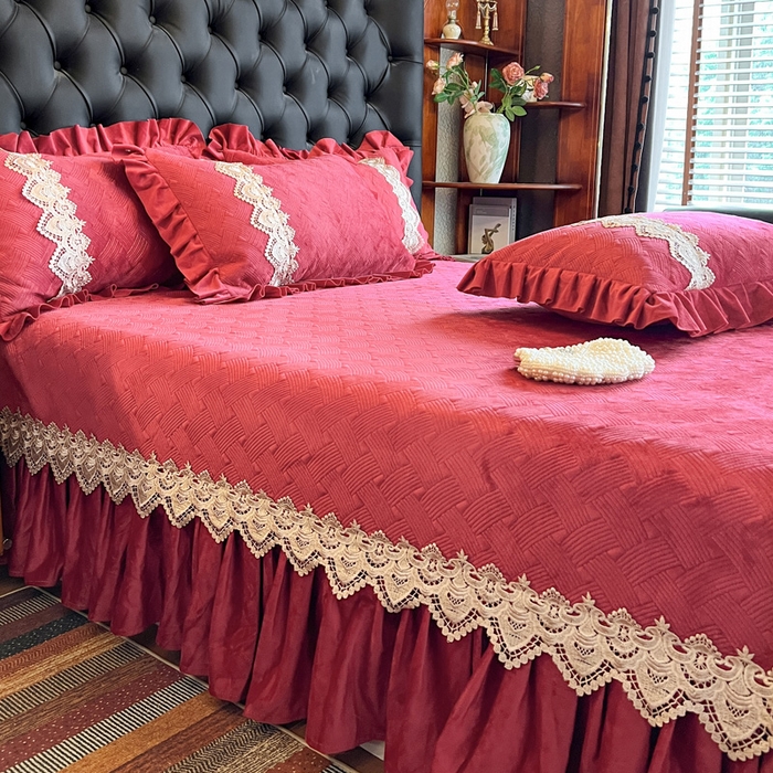 91家纺网 家纺一手货源 找家纺 瑞宝 2025新款宝宝绒床盖床盖单件床盖单品单床盖床盖三件套-北欧风情 北欧风情-酒红