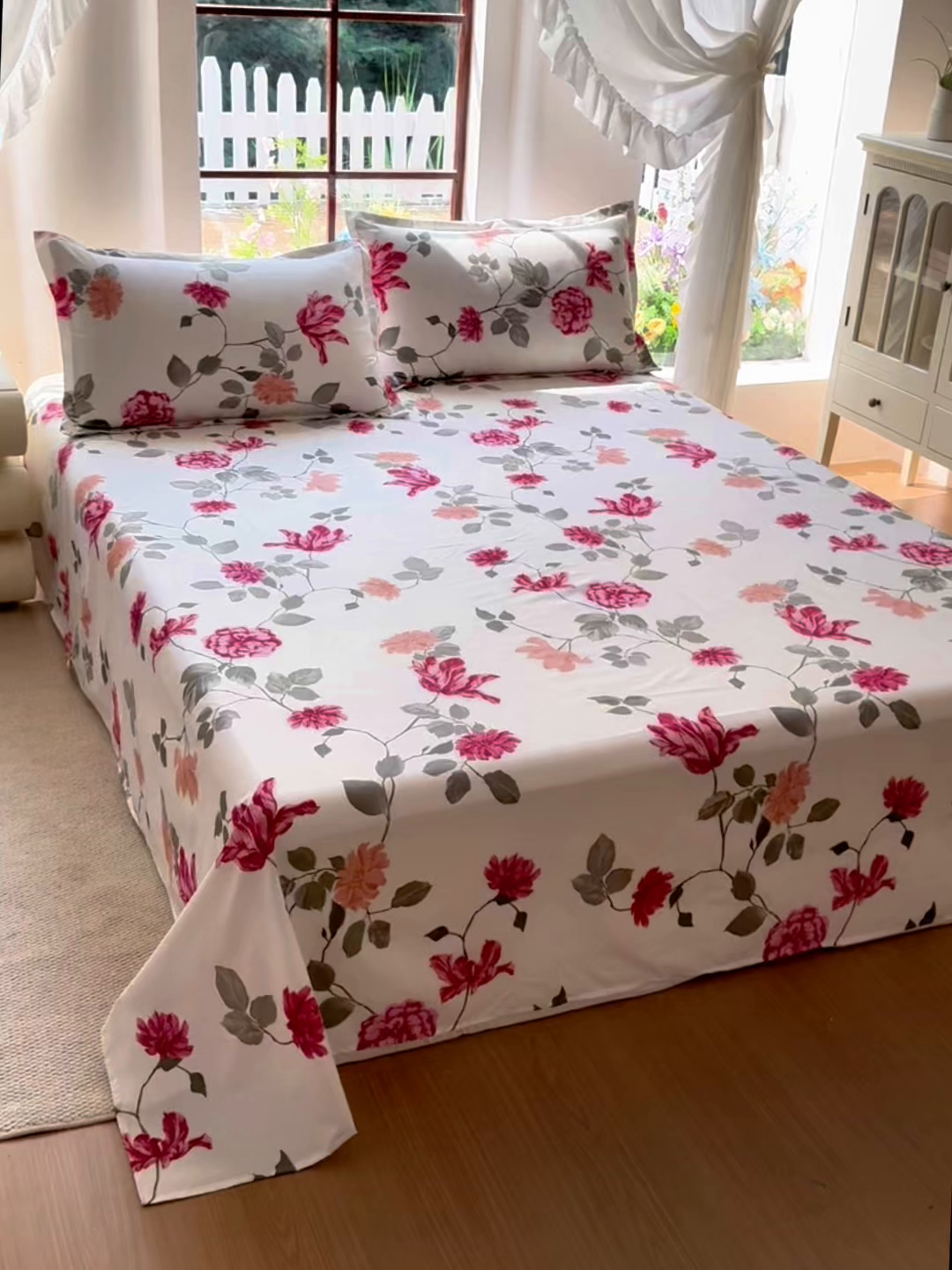 91家纺网 家纺一手货源 找家纺 梵巢家纺 2025新款加厚芦荟棉床单磨毛化纤床单 芳菲