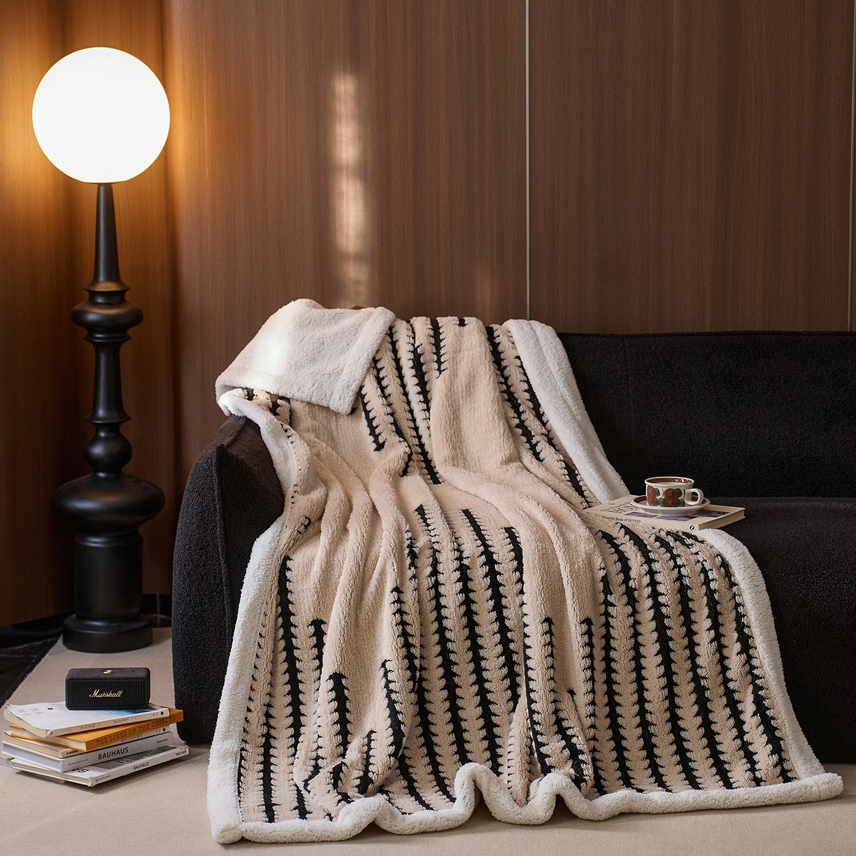 91家纺网 家纺一手货源 找家纺 安莱生活 2025新款阳离子羊羔绒200克毛毯--云杉系列 云杉-卡其