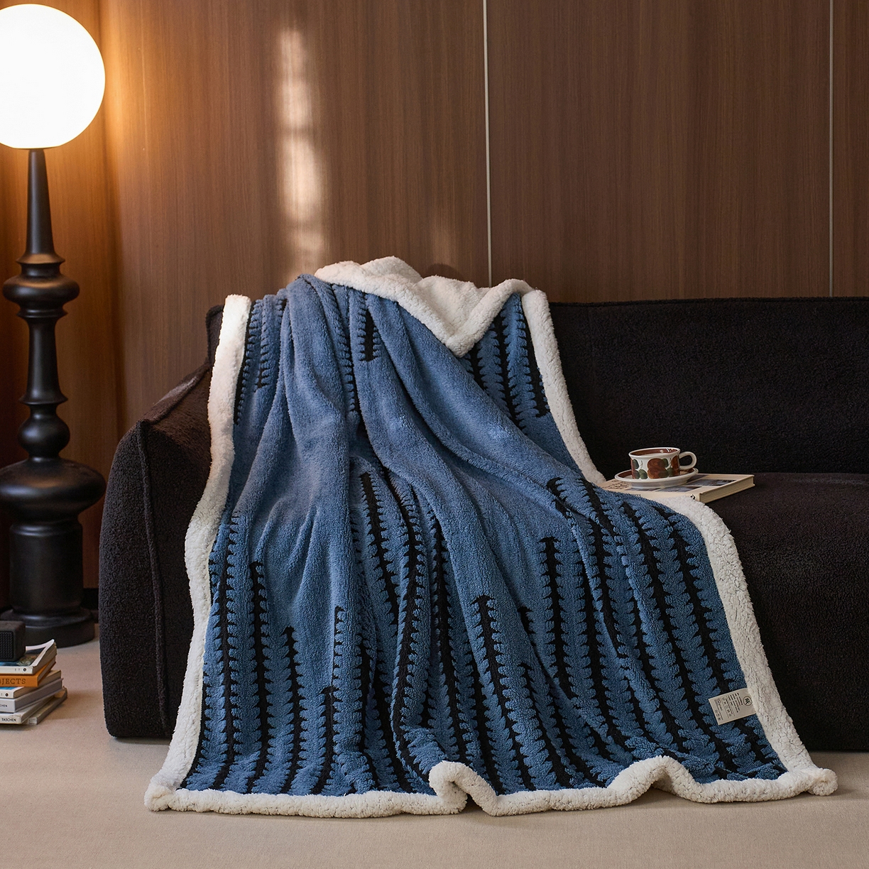 91家纺网 家纺一手货源 找家纺 安莱生活 2025新款阳离子羊羔绒200克毛毯--云杉系列 云杉-莱茵