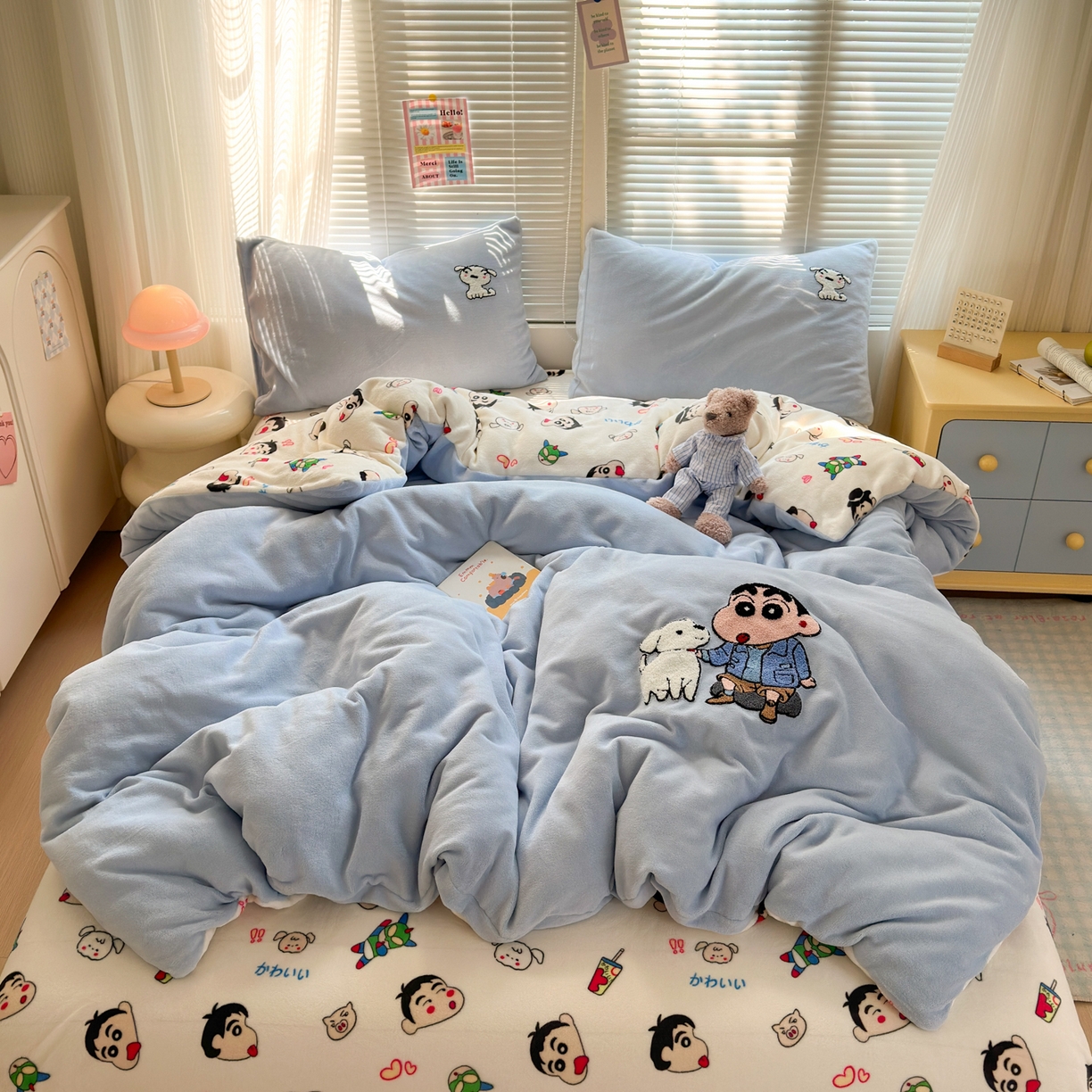 91家纺网 家纺一手货源 找家纺 （总）女子家纺 2025新款小清新牛奶绒毛巾绣四件套-第一波