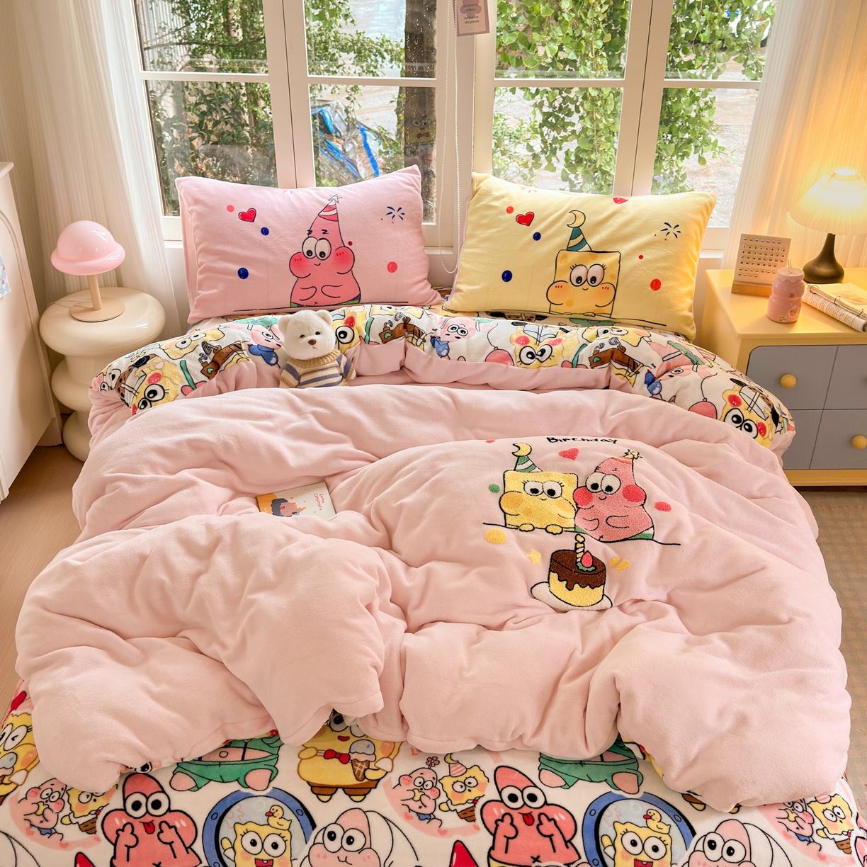 91家纺网 家纺一手货源 找家纺 （总）女子家纺 2025新款小清新牛奶绒毛巾绣四件套-第一波