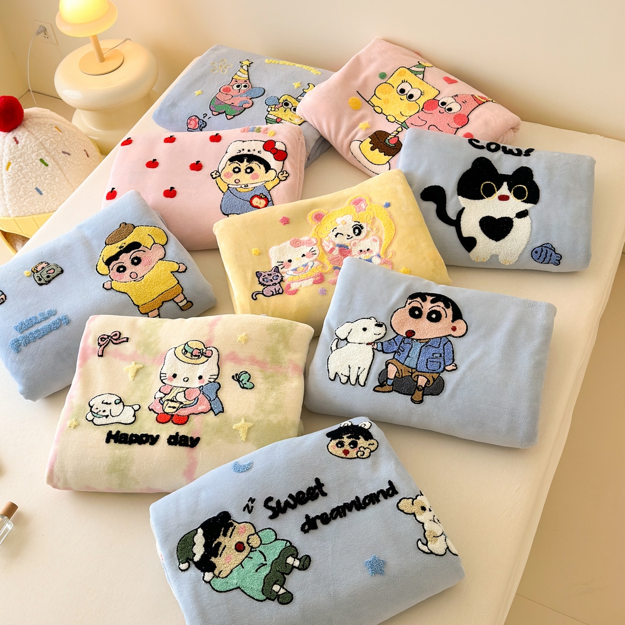 91家纺网 家纺一手货源 找家纺 （总）女子家纺 2025新款小清新牛奶绒毛巾绣四件套-第一波