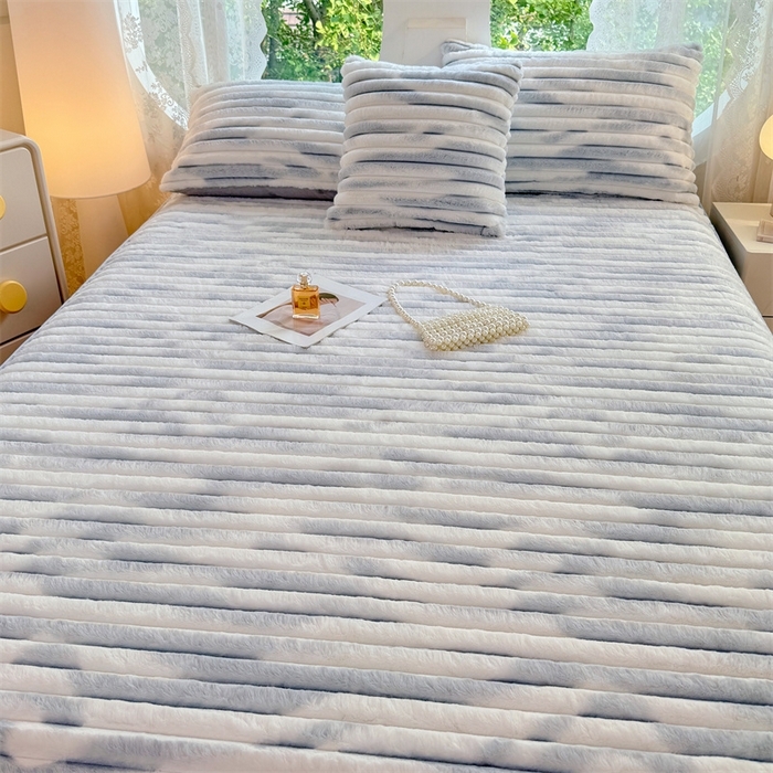 91家纺网 家纺一手货源 找家纺 （总）梦舒羽 2025新款兔毛绒床裙法兰绒床垫保护罩牛奶绒床垫法莱绒床单罩-抽条