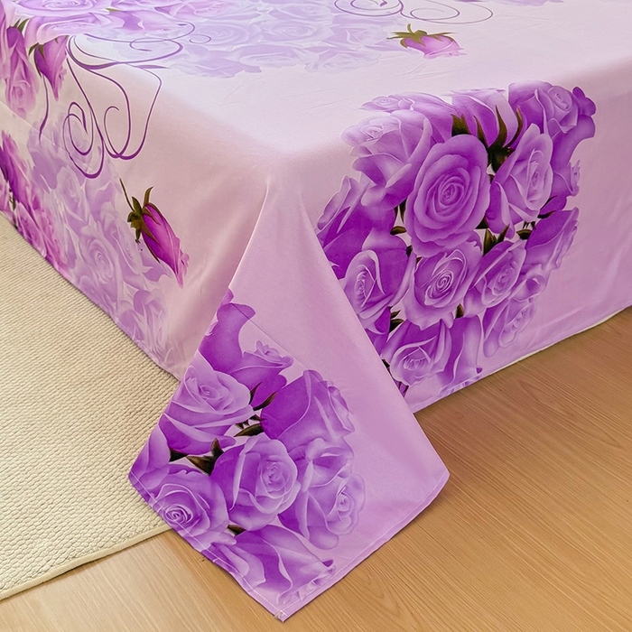 91家纺网 家纺一手货源 找家纺 梵巢家纺 2025新款加厚芦荟棉床单磨毛化纤床单 紫气东来