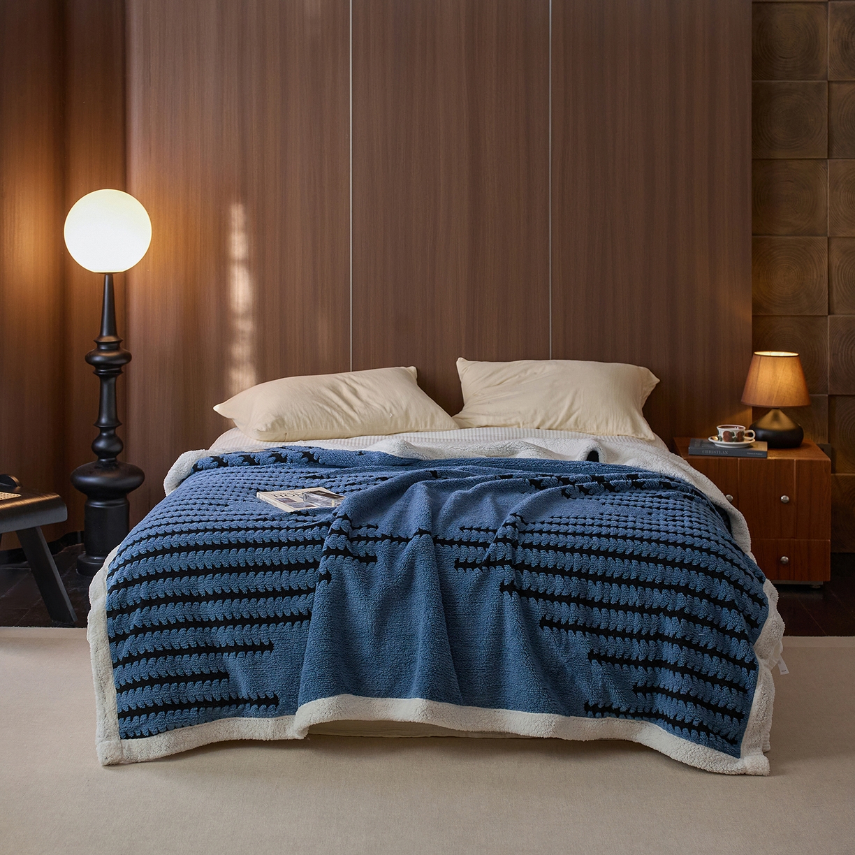 91家纺网 家纺一手货源 找家纺 安莱生活 2025新款阳离子羊羔绒200克毛毯--云杉系列 云杉-莱茵