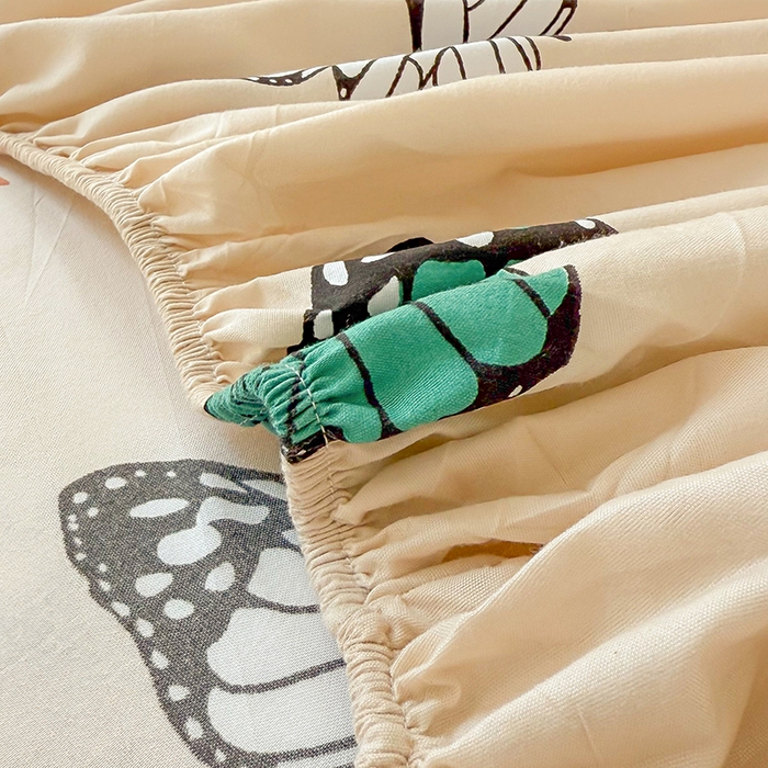 91家纺网 家纺一手货源 找家纺 梵巢家纺 芦荟棉床笠单床笠，外贸跨境单床笠磨毛床笠印花床笠床笠三件套 蝶舞飞扬