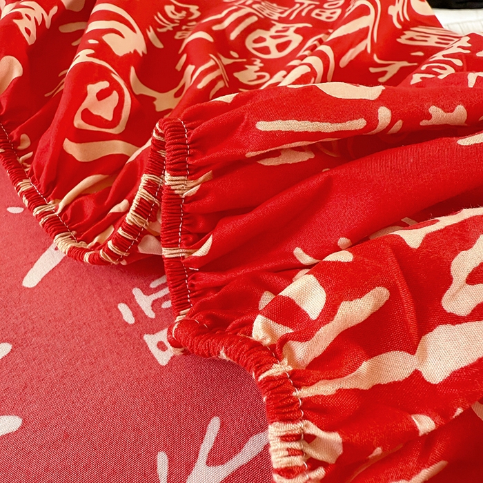 91家纺网 家纺一手货源 找家纺 梵巢家纺 芦荟棉床笠单床笠，外贸跨境单床笠磨毛床笠印花床笠床笠三件套 福气满满