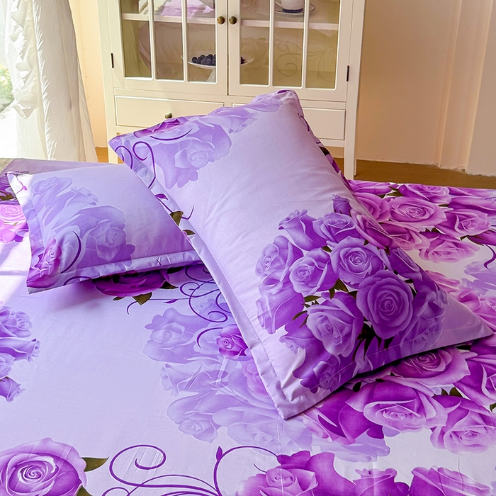 91家纺网 家纺一手货源 找家纺 梵巢家纺 芦荟棉床笠单床笠，外贸跨境单床笠磨毛床笠印花床笠床笠三件套 紫气东来