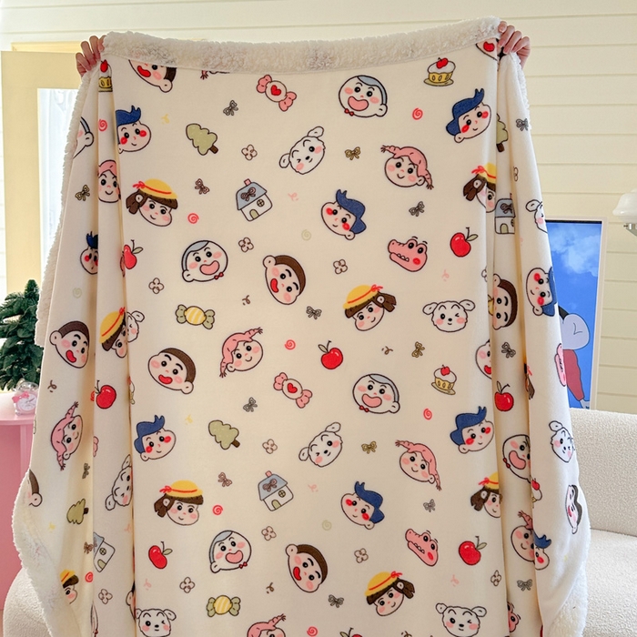 91家纺网 家纺一手货源 找家纺 澜妃 2025新款可爱系新款牛奶绒羊羔绒多功能毛毯毛毯毯子-奶盖 奶盖-糖果蜡笔