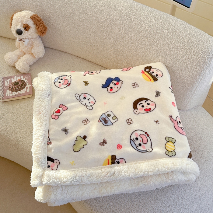 91家纺网 家纺一手货源 找家纺 澜妃 2025新款可爱系新款牛奶绒羊羔绒多功能毛毯毛毯毯子-奶盖 奶盖-糖果蜡笔
