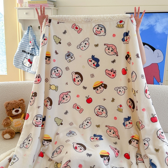 91家纺网 家纺一手货源 找家纺 澜妃 2025新款可爱系新款牛奶绒羊羔绒多功能毛毯毛毯毯子-奶盖 奶盖-糖果蜡笔