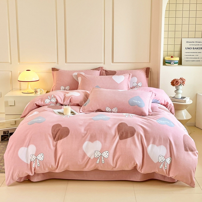 小叮当家纺仓储工厂店 2025新款（买家秀 不断货）A类全棉纯棉磨毛单被套 被套单件 爱心蝴蝶