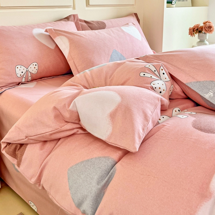 91家纺网 家纺一手货源 找家纺 小叮当家纺仓储工厂店 2025新款（买家秀 不断货）A类全棉纯棉磨毛单被套 被套单件 爱心蝴蝶