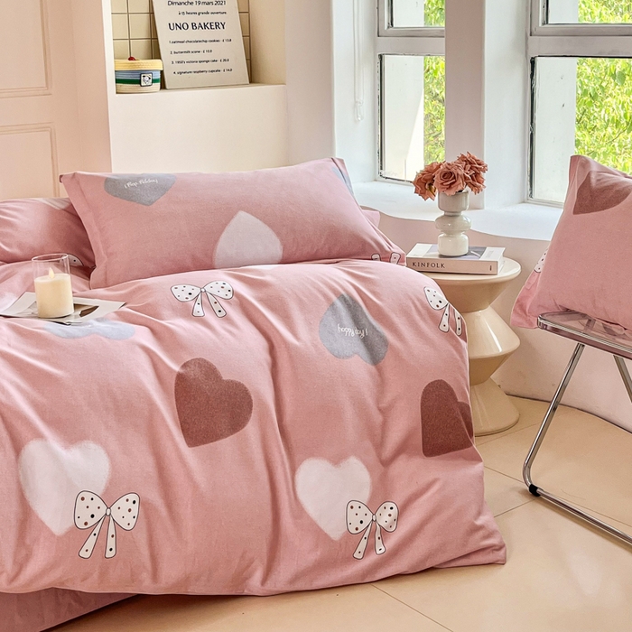 91家纺网 家纺一手货源 找家纺 小叮当家纺仓储工厂店 2025新款（买家秀 不断货）A类全棉纯棉磨毛单被套 被套单件 爱心蝴蝶