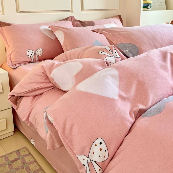 91家纺网 家纺一手货源 找家纺 小叮当家纺仓储工厂店 2025新款（买家秀 不断货）A类全棉纯棉磨毛单被套 被套单件 爱心蝴蝶