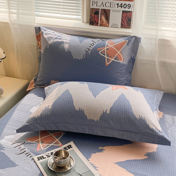 91家纺网 家纺一手货源 找家纺 小叮当家纺仓储工厂店 2025新款（买家秀 不断货）A类全棉纯棉磨毛单被套 被套单件 波纹蓝