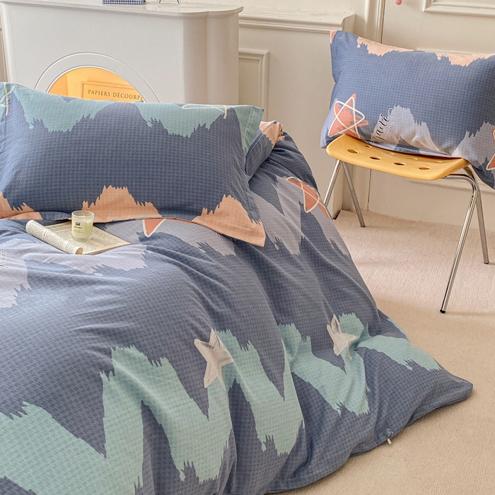 91家纺网 家纺一手货源 找家纺 小叮当家纺仓储工厂店 2025新款（买家秀 不断货）A类全棉纯棉磨毛单被套 被套单件 波纹蓝