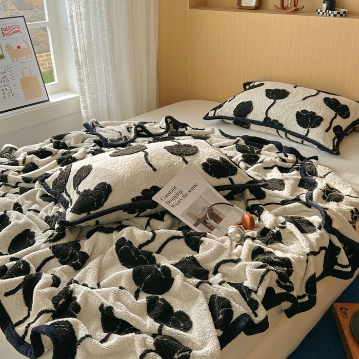 91家纺网 家纺一手货源 找家纺 春光里 2025新款双面阳离子毛毯 浅熙