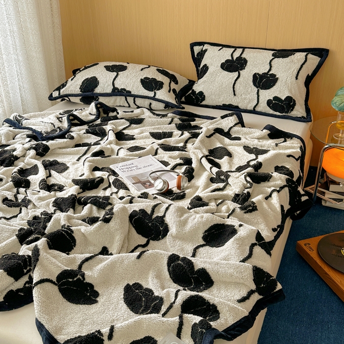 91家纺网 家纺一手货源 找家纺 春光里 2025新款双面阳离子毛毯 浅熙