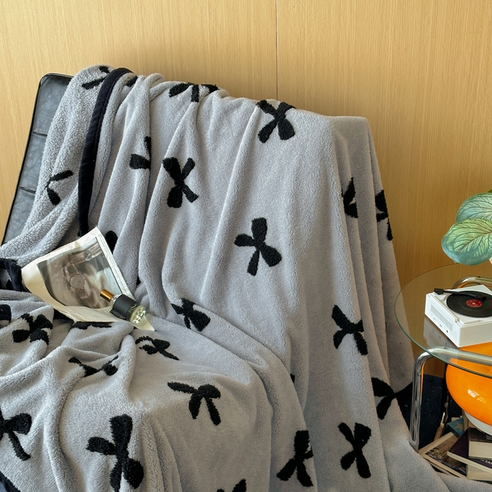 春光里 2025新款双面阳离子毛毯 蝴蝶结