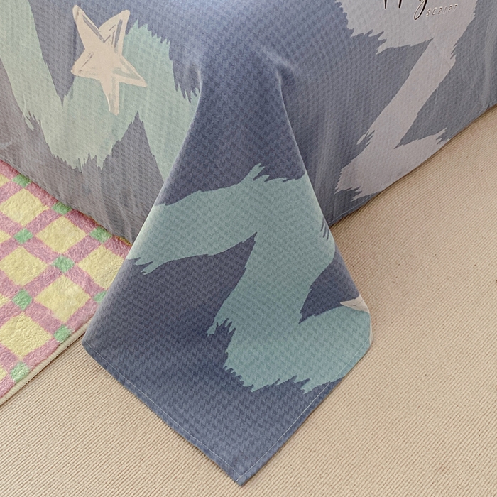 91家纺网 家纺一手货源 找家纺 小叮当家纺仓储工厂店 2025新款（买家秀 不断货）A类全棉纯棉磨毛单被套 被套单件 波纹蓝