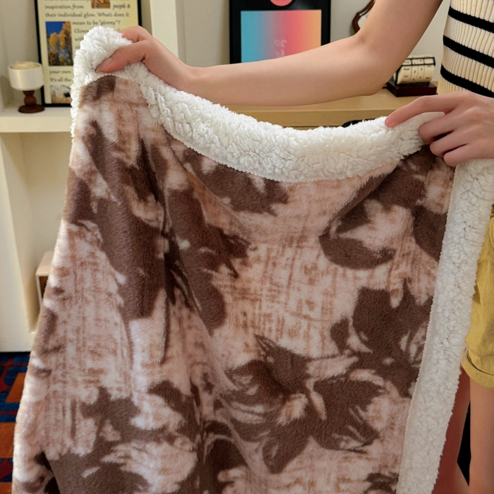 春光里 2025新款兔毛羊羔绒收包边毛毯 晚秋