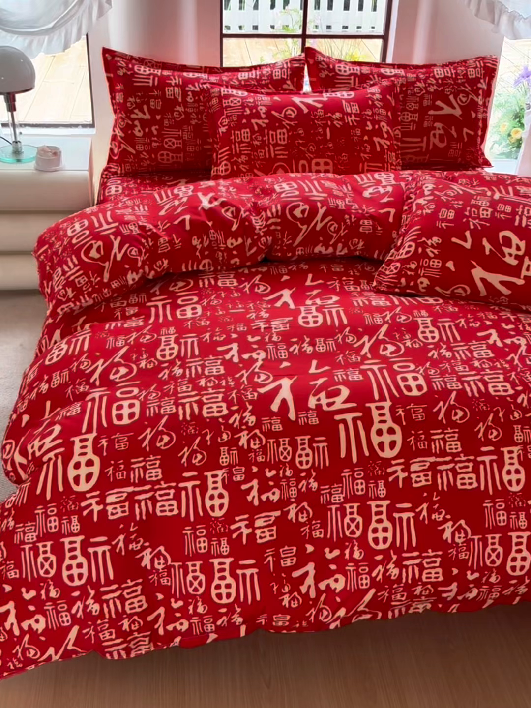 91家纺网 家纺一手货源 找家纺 梵巢家纺 2025新款芦荟棉四件套和单品印花四件套 床笠款四件套 福气满满