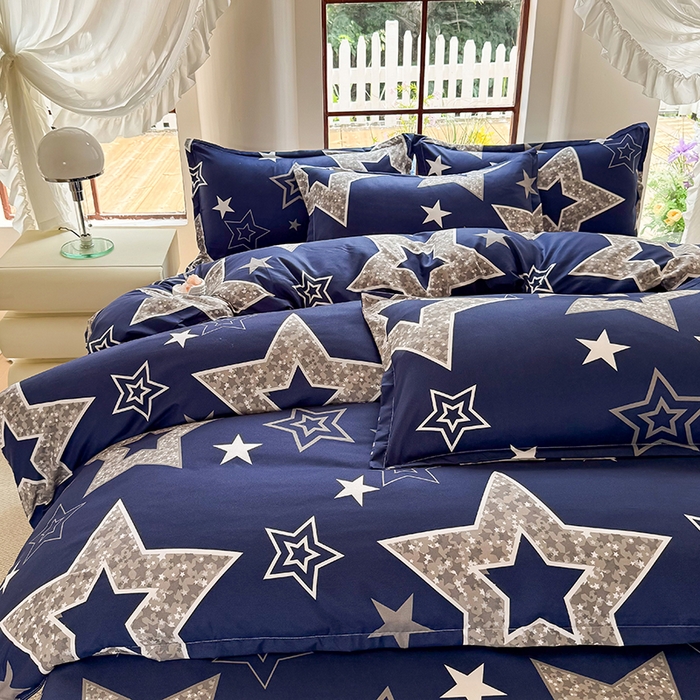 91家纺网 家纺一手货源 找家纺 梵巢家纺 2025新款芦荟棉四件套和单品印花四件套 床笠款四件套 福星高照