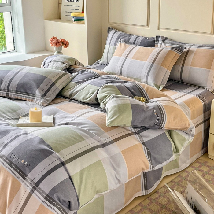 91家纺网 家纺一手货源 找家纺 小叮当家纺仓储工厂店 2025新款（买家秀 不断货）A类全棉纯棉磨毛单被套 被套单件 彩虹格