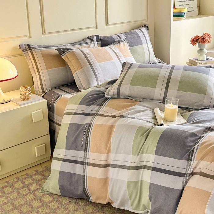 91家纺网 家纺一手货源 找家纺 小叮当家纺仓储工厂店 2025新款（买家秀 不断货）A类全棉纯棉磨毛单被套 被套单件 彩虹格