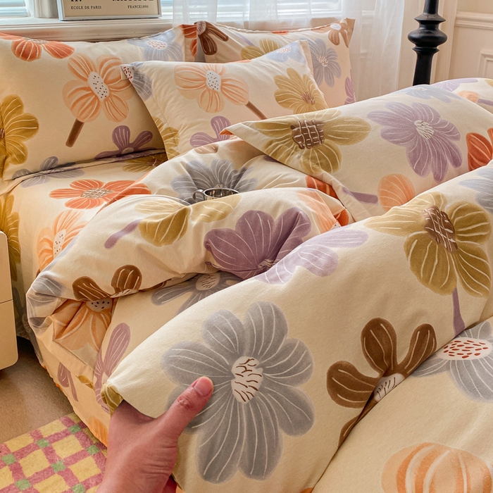 91家纺网 家纺一手货源 找家纺 小叮当家纺仓储工厂店 2025新款（买家秀 不断货）A类全棉纯棉磨毛单被套 被套单件 花骨朵-米