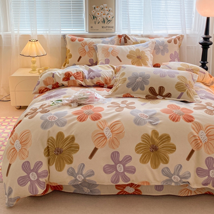 91家纺网 家纺一手货源 找家纺 小叮当家纺仓储工厂店 2025新款（买家秀 不断货）A类全棉纯棉磨毛单被套 被套单件 花骨朵-米